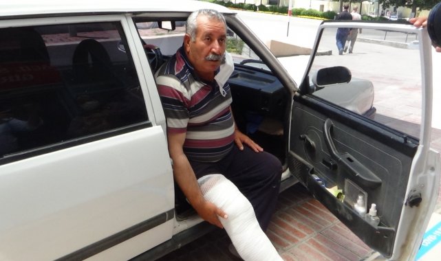 Üstüne inek düştü, sağ bacağı kırıldı