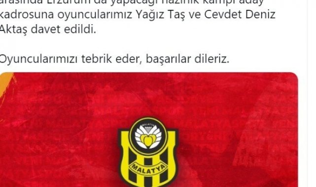 Yeni Malatyasporlu genç futbolculara milli davet