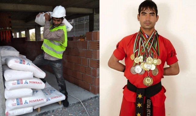 Afganistan&#039;ın kick boks şampiyonu, Erzincan&#039;da inşaatlarda çalışarak geçimini sürdürüyor