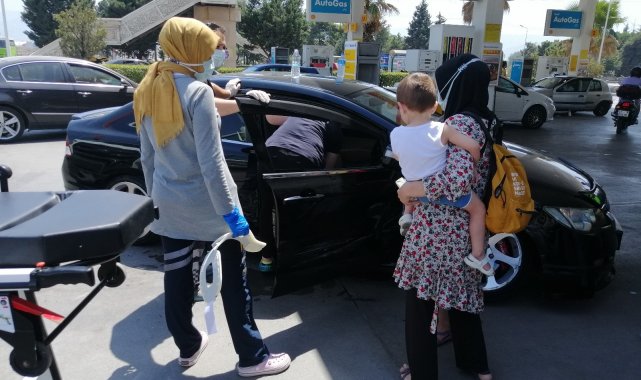 Akaryakıt istasyonunda korkutan kaza