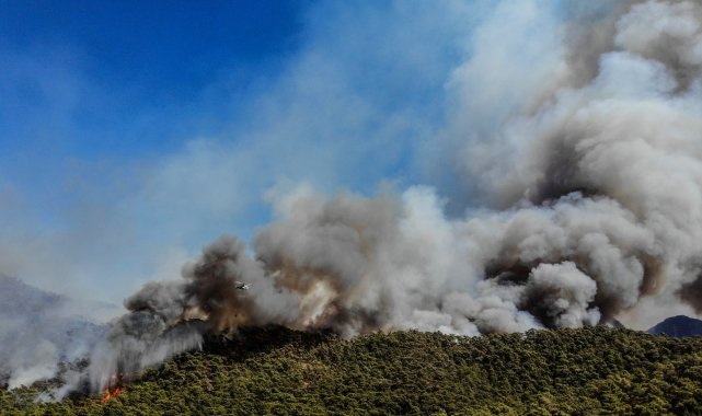 Alevlere teslim olan Marmaris drone ile görüntülendi