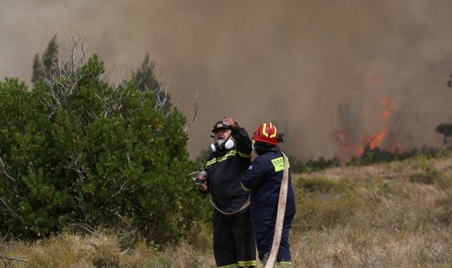 Atina&#039;nın kuzeyinde alevlerle mücadele sürüyor