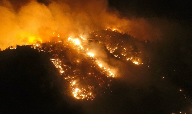 Aydın&#039;da alevler geceyi sardı