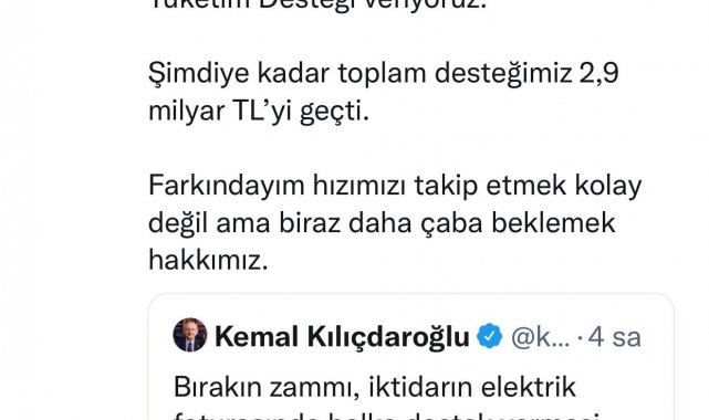 Bakan Yanık: &quot;2,1 milyon haneye verilen &#039;Elektrik Tüketim Desteği&#039; 2,9 milyar TL&#039;yi geçti&quot;