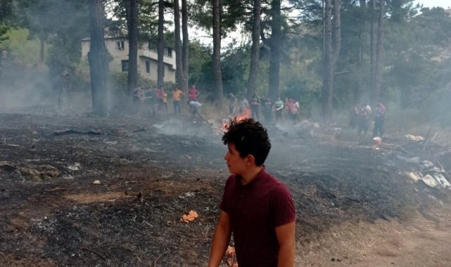 Çamlıyayla&#039;daki yangın, ormanlık alana ulaşmadan söndürüldü