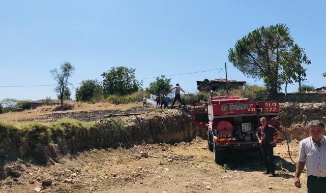 Çan'daki anız yangını evlere ulaşmadan söndürüldü