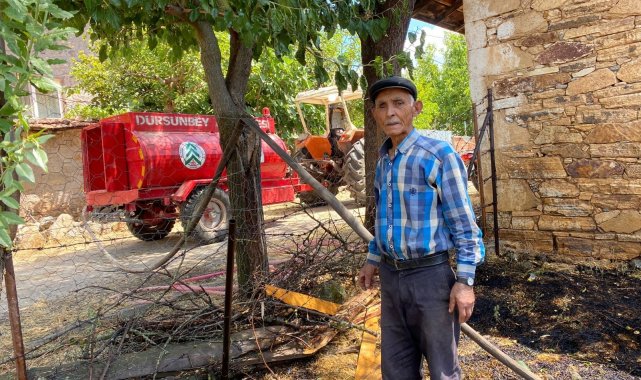 Dursunbey&#039;de otluk alanda çıkan yangın korkuttu