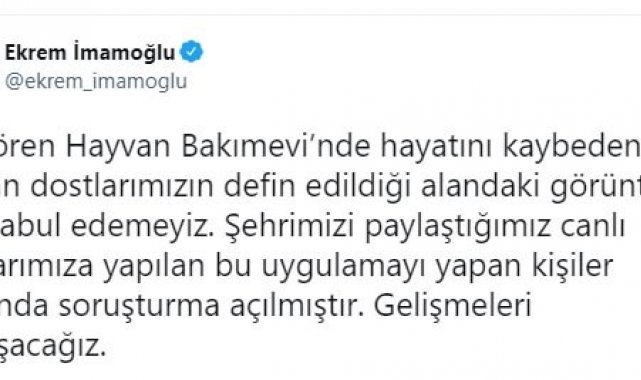 İBB Başkanı Ekrem İmamoğlu&#039;ndan hayvan bakımevindeki olayla ilgili açıklama