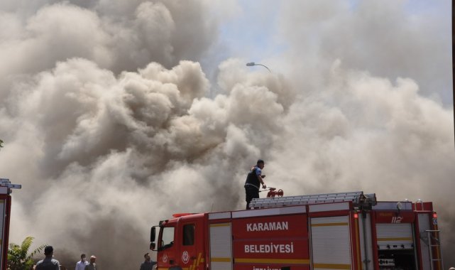 Karaman&#039;da kereste deposunda çıkan yangın güçlükle kontrol altına alındı