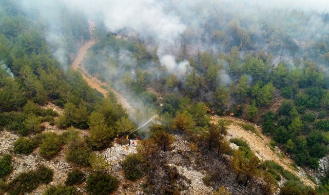 Kavaklıdere yangını havadan görüntülendi