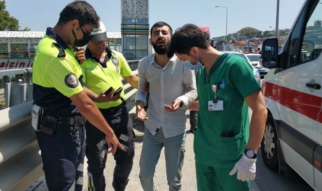 Motosiklet sürücüsü kazada yaralandı