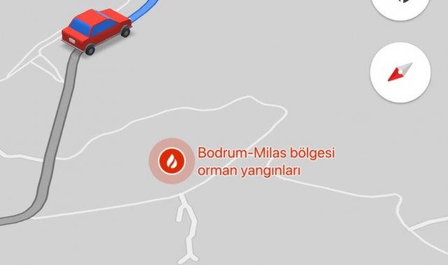 Muğla&#039;daki yangınlar navigasyon uygulamalarına da yansıdı