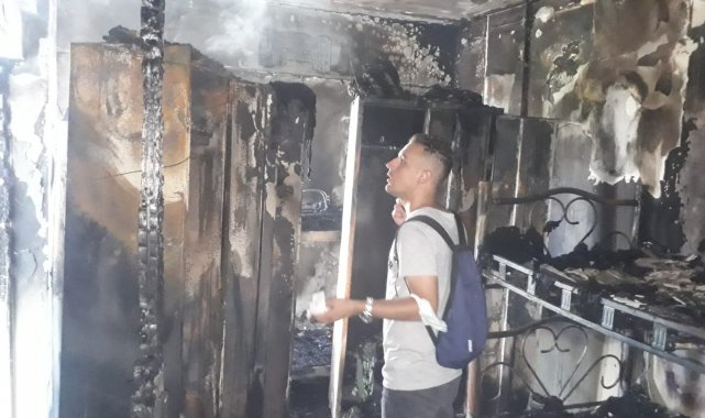 Otel lojmanında çıkan yangın korkuttu