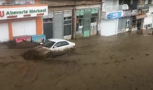 Sel suları otomobili sürükledi