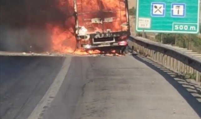 Tarsus&#039;ta ev eşyası taşıyan kamyonet çıkan yangında küle döndü