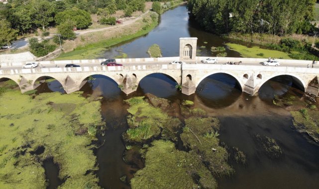 Tunca Nehri çöp ve yosunlarla kaplandı