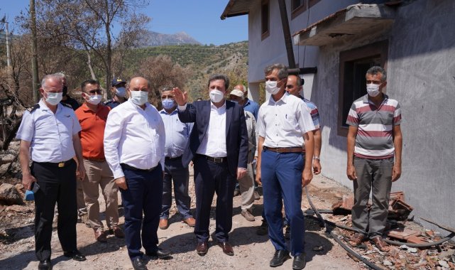 Vali Tavlı, yangından etkilenen bölgelerde incelemelerini sürdürüyor