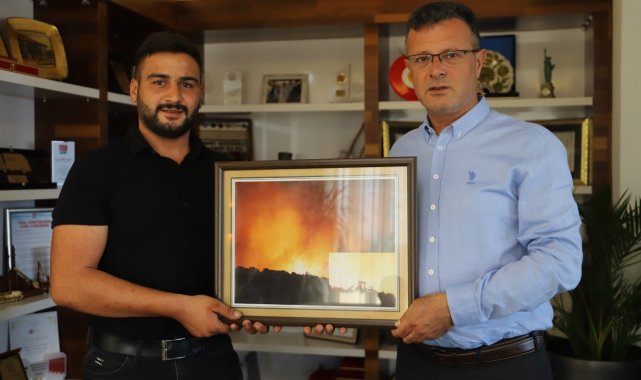 Yangınların söndürülmesinde destek olan firmalara &#039;teşekkür plaketi&#039;