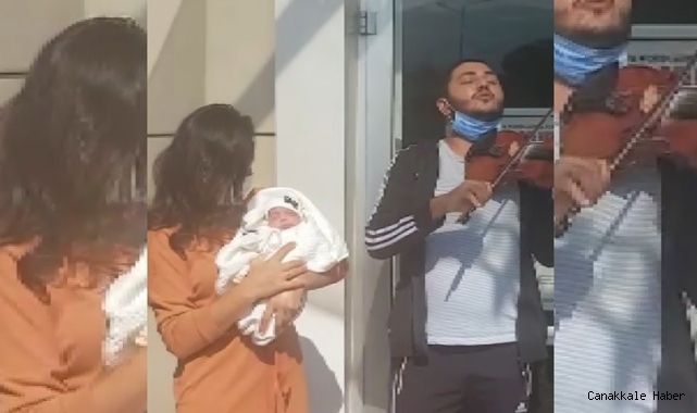 Bir kilo doğan oğlunu keman eşliğinde taburcu etti