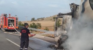Çorum'da üzüm yüklü tır alev topuna döndü
