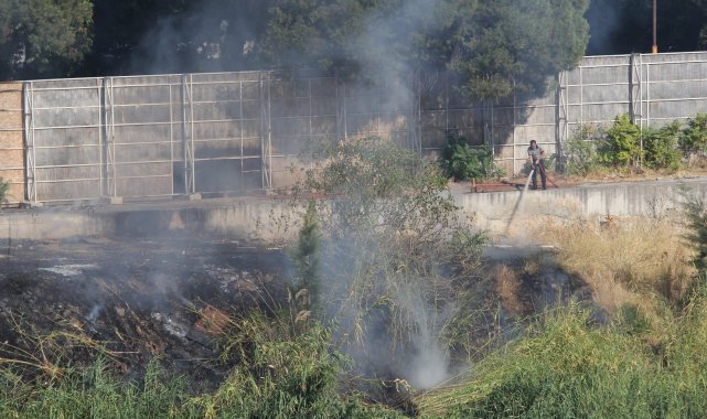 Fuar yakınındaki otluk alanda korkutan yangın