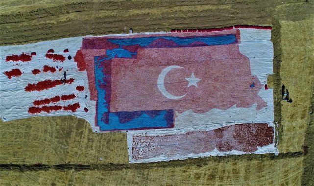 Kurutmalık domateslerle ay yıldızlı Türkiye haritası oluşturuldu