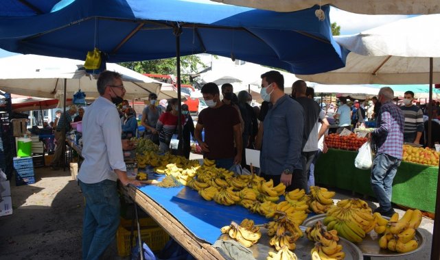 Manyas pazarında salgın önlemleri denetimi