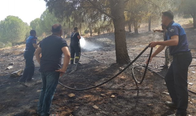 Ormanlık alanda çıkan yangın kısa sürede söndürüldü