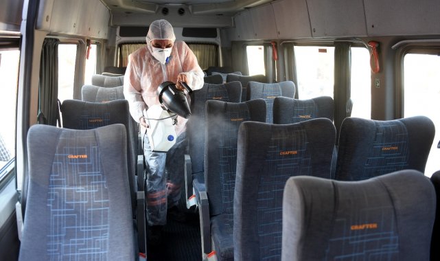 Servis ve taksilere ücretsiz dezenfekte