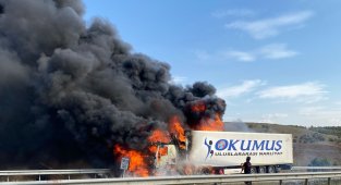 Seyir halindeki tır alev topuna döndü