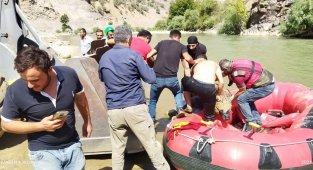Yaralı ayı botla Zap Suyu'nun karşı tarafına geçirilerek Van'a sevk edildi