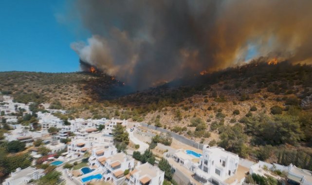 Yarış dronu ile orman yangınları görüntülendi