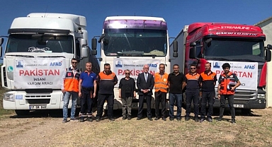 Çanakkale'den Pakistan'a yardım tırı gönderildi