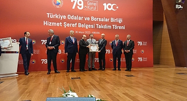 Başkan Doğan'a TOBB Hizmet Şeref Belgesi