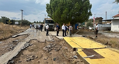 Vali Aktaş'tan selden etkilenen Geyikli'de inceleme