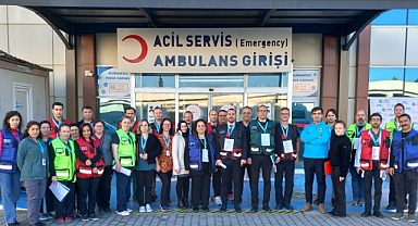 Biga Devlet Hastanesi'nde turkuaz kod tatbikatı!