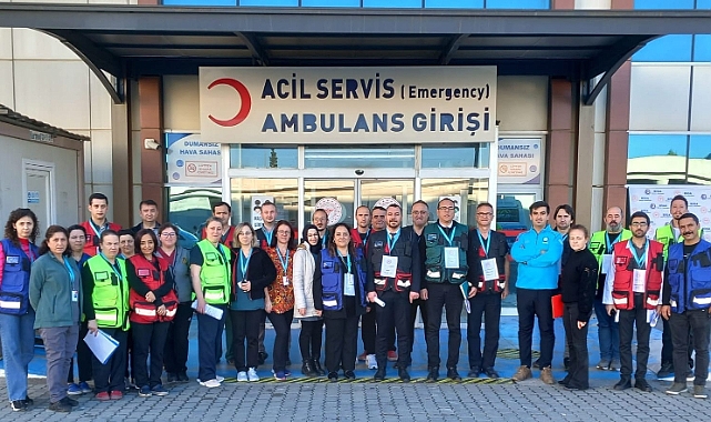 Biga Devlet Hastanesi&#039;nde turkuaz kod tatbikatı!