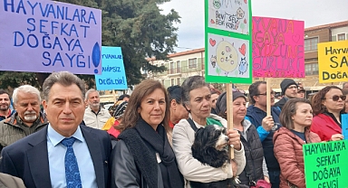 Gökçeada'da hayvanseverlerden yürüyüşlü tepki