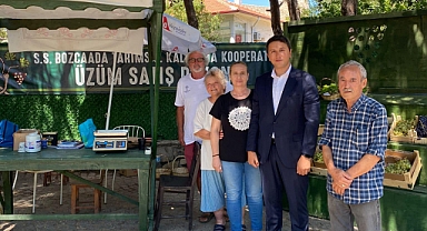 Bozcaada'da üzüm üreticileriyle buluştu