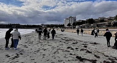 Hamzakoy sahilinde çevre temizliği