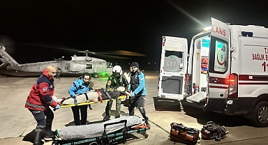 Gökçeada'dan Çanakkale'ye askeri helikopter ile getirildi!