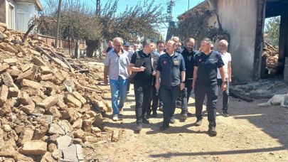 Yangın bölgesinde hasar tespit çalışması!