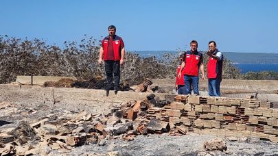 Yangın bölgelerinde hasar tespit çalışması