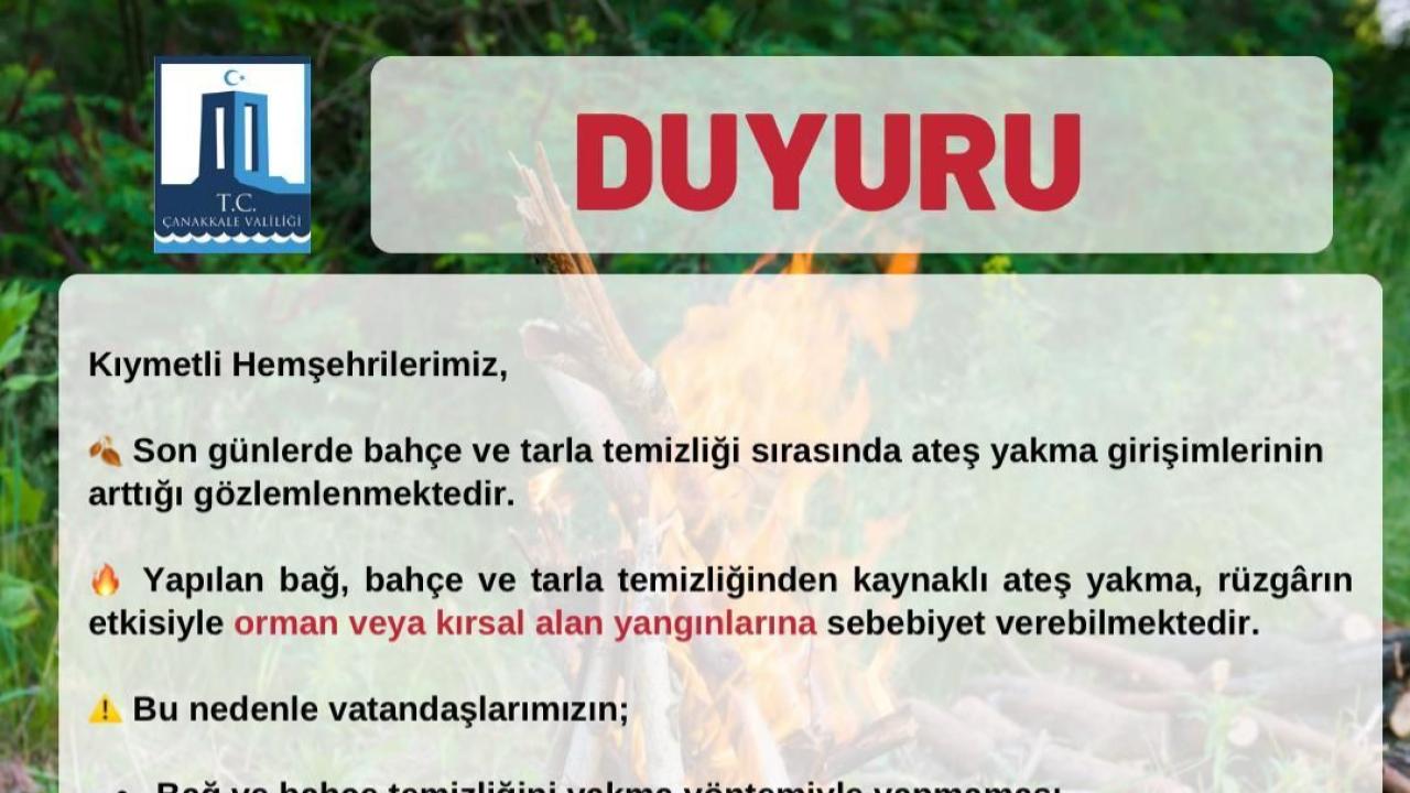 Çanakkale için uyarı!