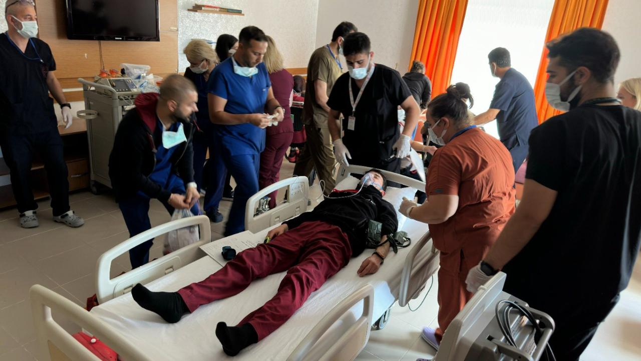 Ezine Devlet Hastanesi’nde tatbikat