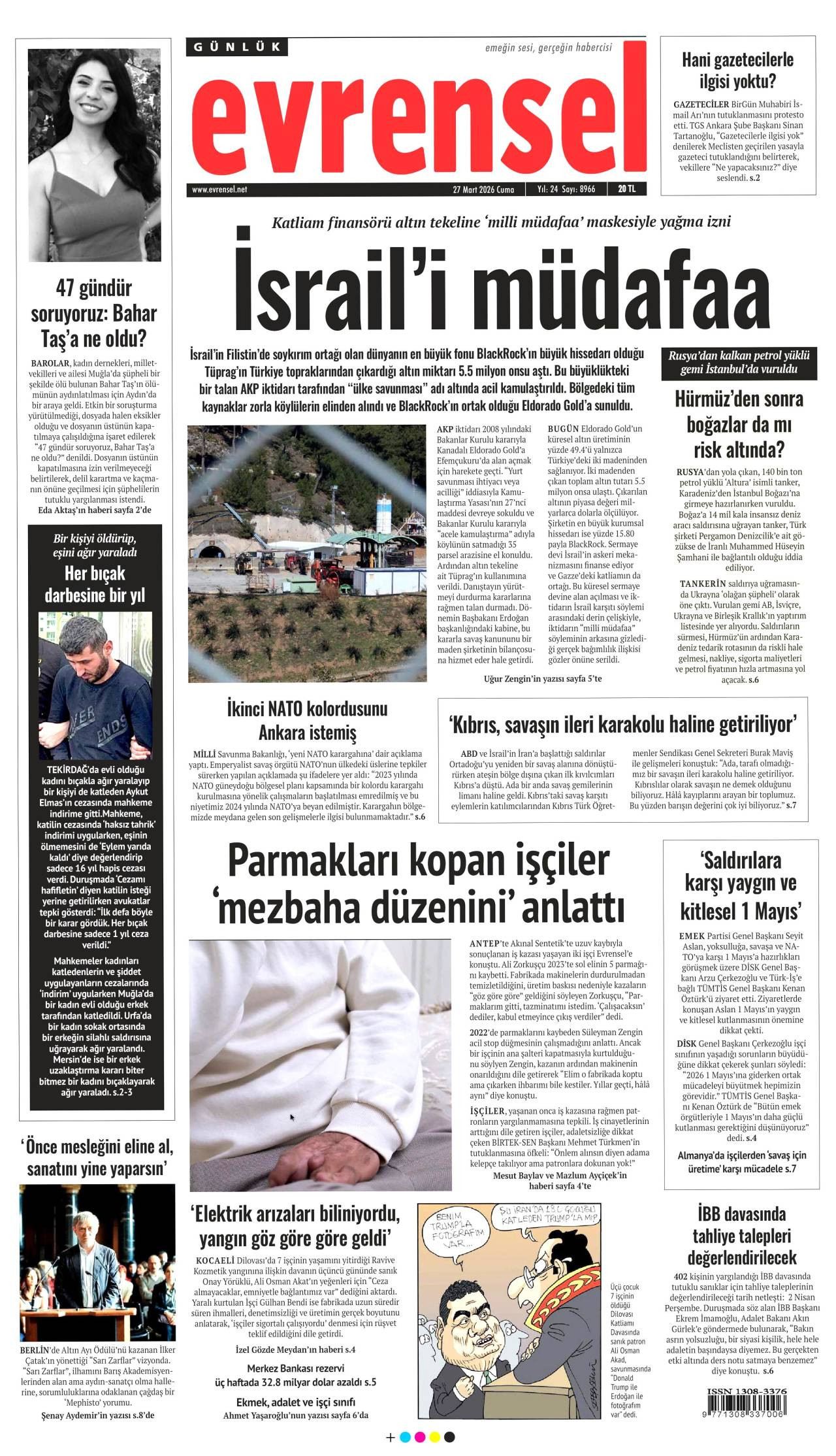 Evrensel Gazetesi Gazete Manşeti