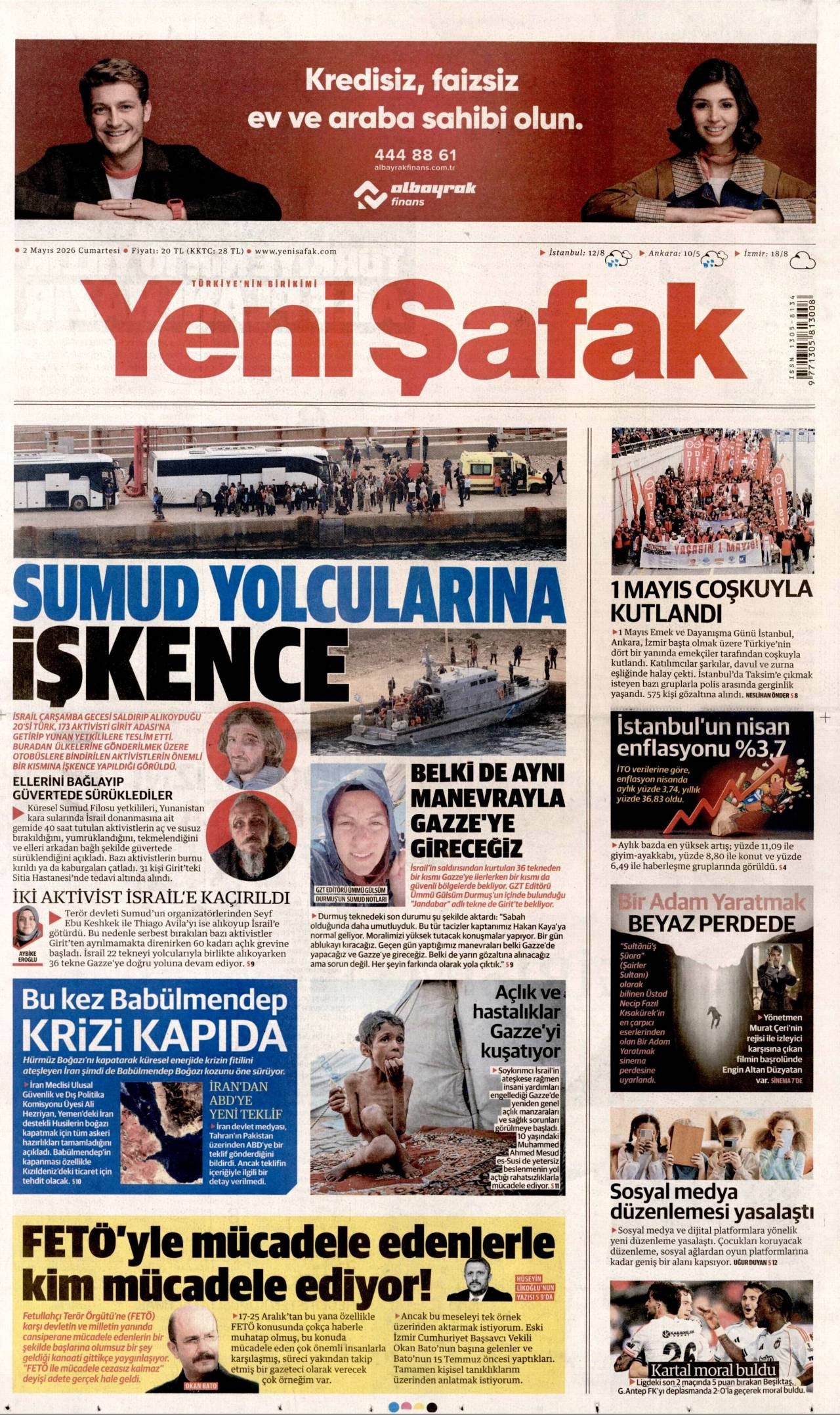 Yeni Şafak Gazetesi Gazete Manşeti
