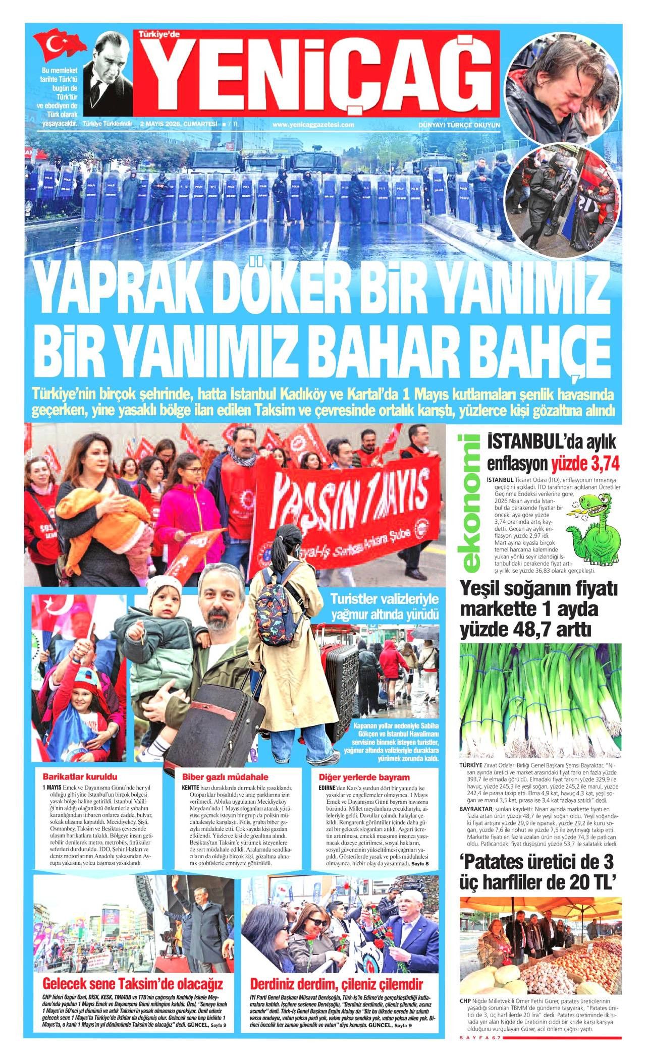 Yeniçağ Gazetesi Gazete Manşeti